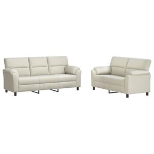 vidaXL Sofa S&aelig;t 2 pcs Cremefarvet Fl&oslash;jl