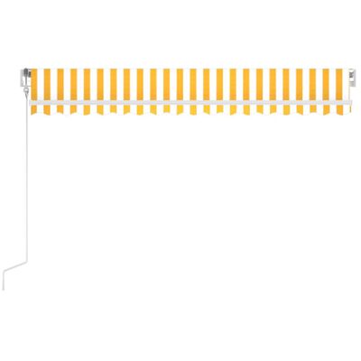 vidaXL markise m. LED + vindsensor 450x300 cm automatisk gul og hvid
