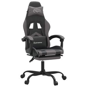 vidaXL gamingstol med fodst&oslash;tte kunstl&aelig;der sort og gr&aring;