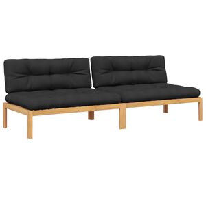 vidaXL midtermoduler til pallesofa 2 stk. med hynder massivt akacietr&aelig;