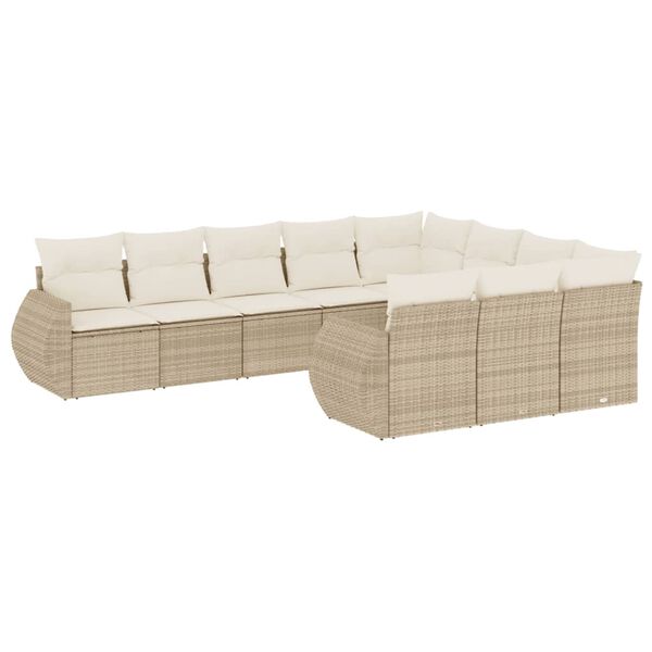 vidaXL sofas&aelig;t til haven 10 dele med hynder polyrattan beige