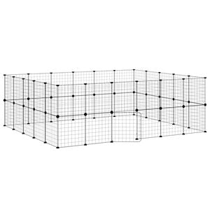 vidaXL 44-panels k&aelig;ledyrsindhegning med l&aring;ge 210x175x70 cm st&aring;l sort