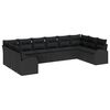 vidaXL Sofa S&aelig;t med pude 10 pcs Sort Polyrattan