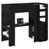 vidaXL Loft Sengestel med Skrivebord med hylde Sort eg 90 x 200 cm