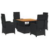 vidaXL spisebordss&aelig;t til haven 5 dele med hynder polyrattan sort
