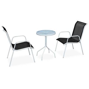 vidaXL bistros&aelig;t 3 dele st&aring;l sort