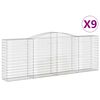 vidaXL buede gabionkurve 9 stk. 400x50x140/160 cm galvaniseret jern