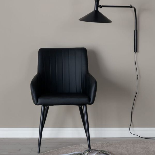 Venture Home spisebordsstole 2 stk. Comfort l&aelig;derlook sort