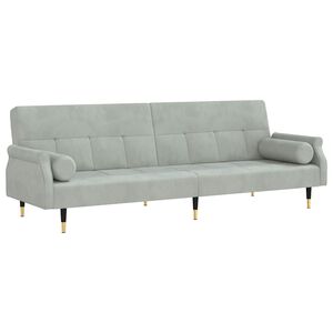 vidaXL sovesofa med hynder velour lysegr&aring;