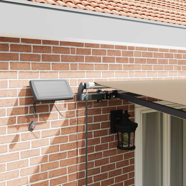 vidaXL Utr&aelig;kkelig Markise med LED -strimmellys Beige 500 &times;300 cm Stof