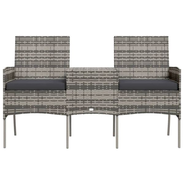 vidaXL 2-personers havestol med tebord polyrattan antracitgrå