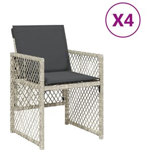 vidaXL havestole 4 stk. med hynder polyrattan lysegr&aring;