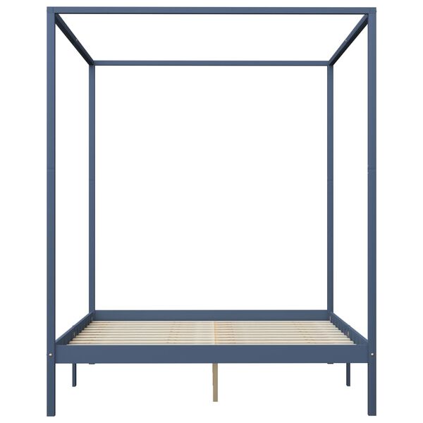 vidaXL sengestel til himmelseng med 4 skuffer 180x200 cm fyrretræ grå