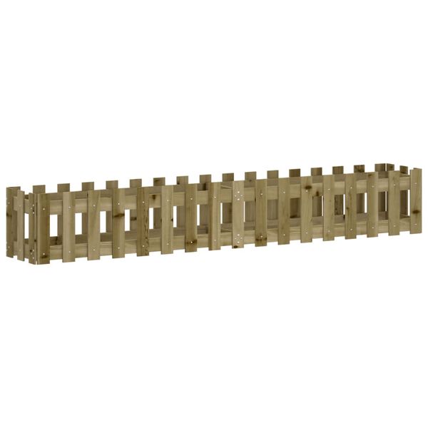 vidaXL h&oslash;jbed med stakitdesign 200x30x30 cm impr&aelig;gneret fyrretr&aelig;