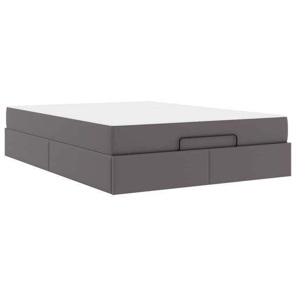 vidaXL Sengeramme med madras med madras 2 pcs Gr&aring; PVC