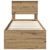 vidaXL Sengestel med hovedg&aelig;rde Artisan eg 75 x 190 cm Massiv fyrretr&aelig;