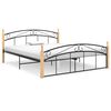 vidaXL sengeramme 160x200 cm metal og massivt egetr&aelig; sort