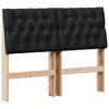 vidaXL Polstret sengegavl Sort 120 cm Massiv fyrretr&aelig;