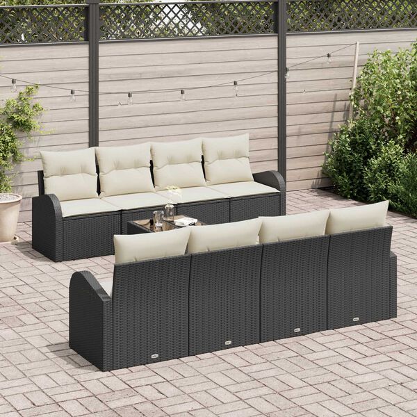 vidaXL Havesofa Sæt Sort 55 x 55 x 37 cm polyrattan