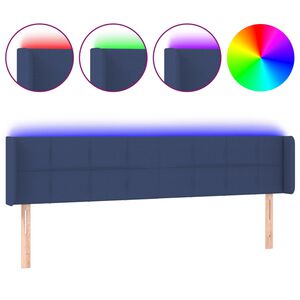 vidaXL sengegavl med LED-lys 203x16x78/88 cm stof bl&aring;