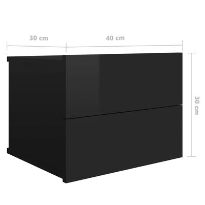 vidaXL sengeskab 40x30x30 cm spånplade sort højglans