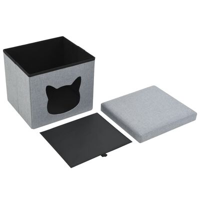 vidaXL foldbar katteseng imiteret linned 37 x 33 x 33 cm grå