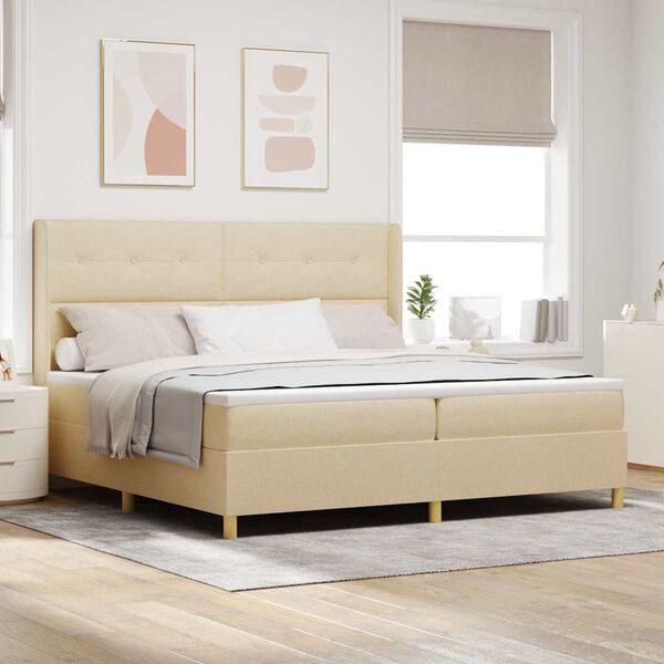vidaXL Box spring seng med madras Creme 140 x 200 cm Stof