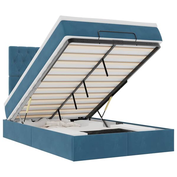 vidaXL osmannisk sengeramme med madrasser 120x190 cm fl&oslash;jl m&oslash;rkebl&aring;