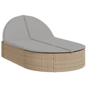 vidaXL solseng med hynder polyrattan beige