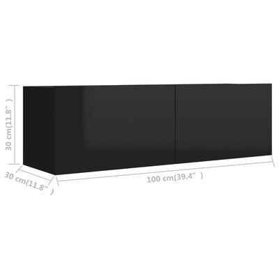 vidaXL tv-bord 100x30x30 cm konstrueret træ sort højglans