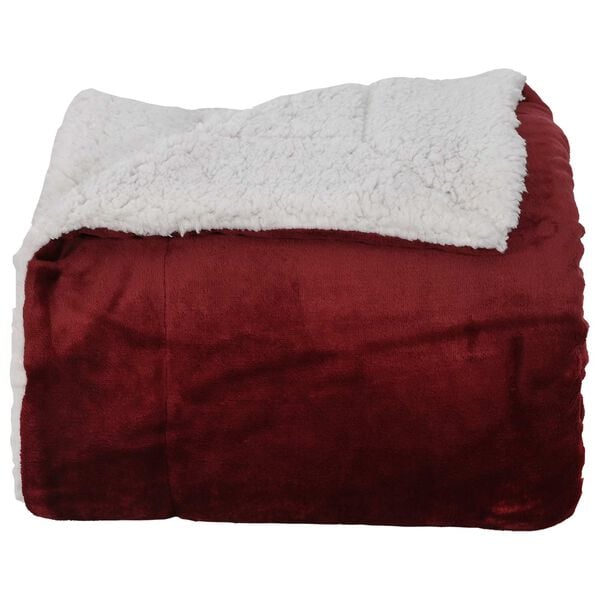 vidaXL Throw t&aelig;ppe Bordeaux R&oslash;d 130 x 150 cm Fleece