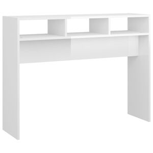 vidaXL konsolbord 105x30x80 cm konstrueret tr&aelig; hvid h&oslash;jglans