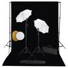 vidaXL fotostudieudstyr med lamper, paraplyer, baggrund og reflektor