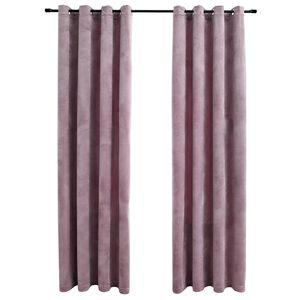 vidaXL m&oslash;rkl&aelig;gningsgardiner 2 stk. ringe 140 x 175 cm fl&oslash;jl antik rosa
