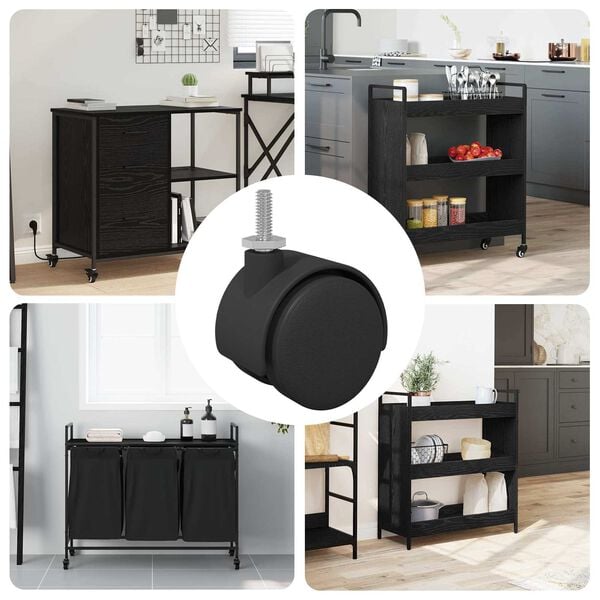 vidaXL Hjul 12 pcs Sort 40,1 x 37,8 mm PP og Jern