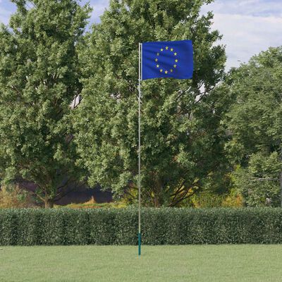 vidaXL Europaflag og flagstang 5,55 m aluminium