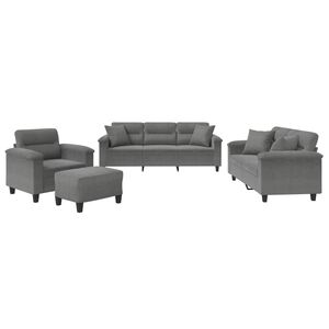 vidaXL sofas&aelig;t 4 dele med puder mikrofiberstof m&oslash;rkegr&aring;