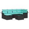 vidaXL Havesofa S&aelig;t med pude 7 pcs Sort og turkis polyrattan