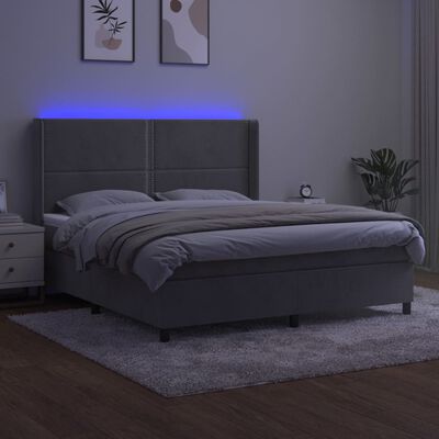 vidaXL kontinentalseng med LED-lys 180x200 cm fløjl lysegrå