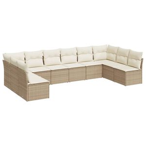 vidaXL sofas&aelig;t til haven 10 dele med hynder polyrattan beige