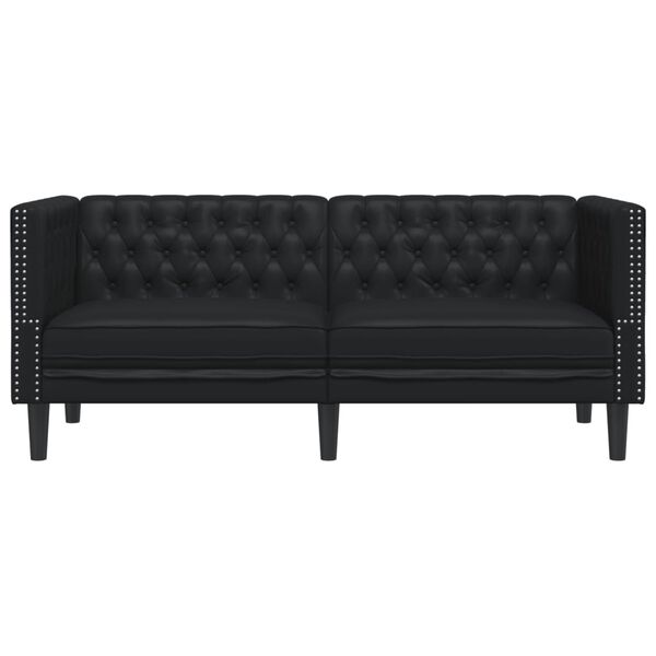 vidaXL 2-personers Chesterfield-sofa kunstlæder sort