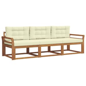 vidaXL Udend&oslash;rs sofagruppe med pude 3 pcs Naturlig og Fl&oslash;de