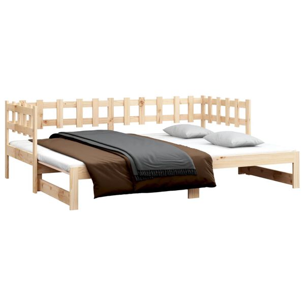 vidaXL daybed med udtr&aelig;k 2x(80x200) cm massivt fyrretr&aelig;