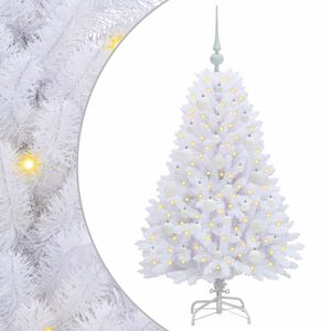 vidaXL Kunstigt Hinged Juletr&aelig; Hvid 120 cm PVC og St&aring;l