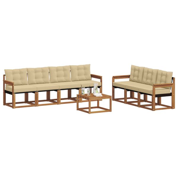 vidaXL Udend&oslash;rs sofagruppe med pude 8 pcs Naturlig og Beige