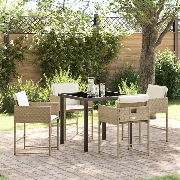vidaXL Have Spisebordss&aelig;t 5 pcs Beige polyrattan