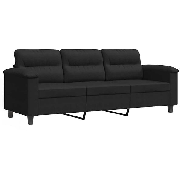 vidaXL 3-personers sofa 180 cm mikrofiberstof sort