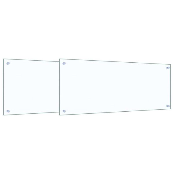 vidaXL K&oslash;kken bagv&aelig;g 2 pcs Transparent 100 x 40 cm h&aelig;rdet glas