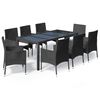 vidaXL spisebordss&aelig;t til haven 9 dele med hynder polyrattan sort