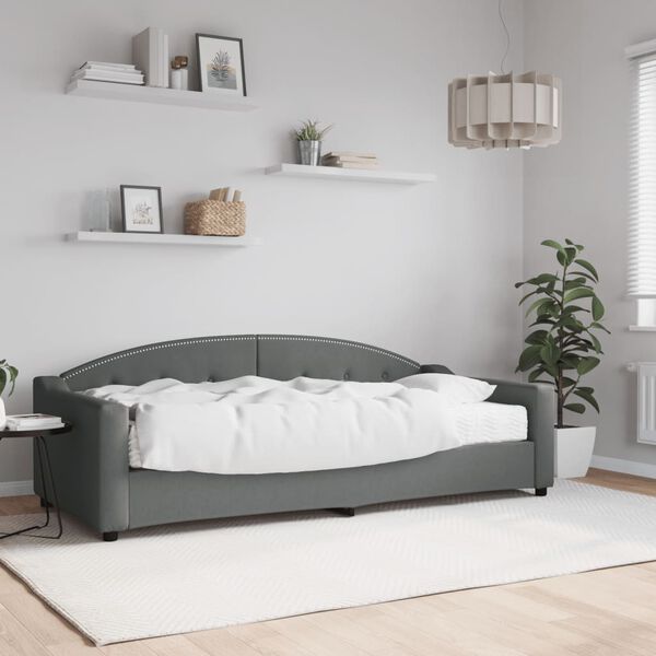 vidaXL daybed med madras 90x200 cm stof m&oslash;rkegr&aring;